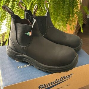 Blundstone 163 Unisex Black Chelsea Slip-On Work Boots UK 4.5